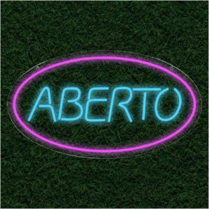 painel neon led letreiro aberto escrita decoracao loja 1