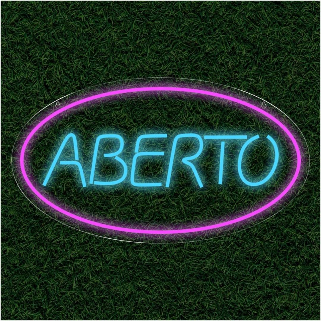 Painel Neon Led Letreiro Aberto Escrita Decoração Loja