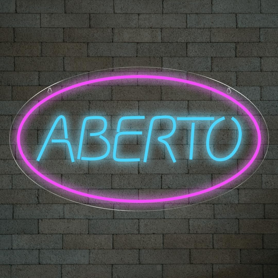 Painel Neon Led Letreiro Aberto Escrita Decoração Loja