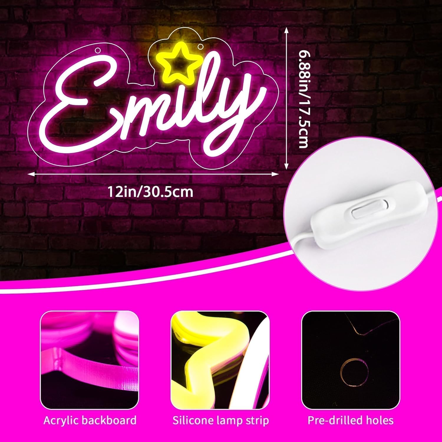 Placa de Neon com o nome Emily