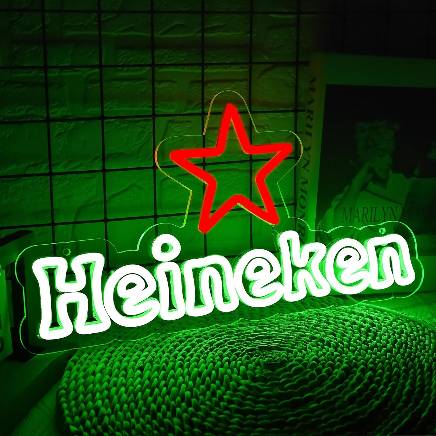 Placa de néon de cerveja Heineken