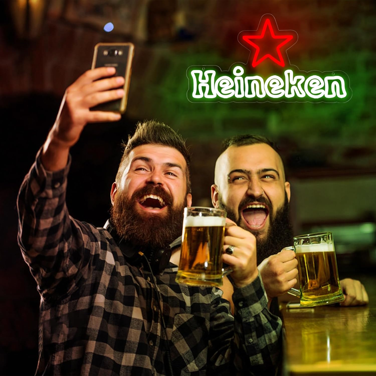 Placa de néon de cerveja Heineken