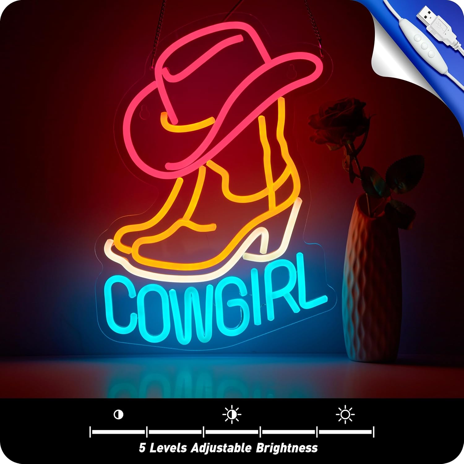 Placa de Neon de Cowgirl