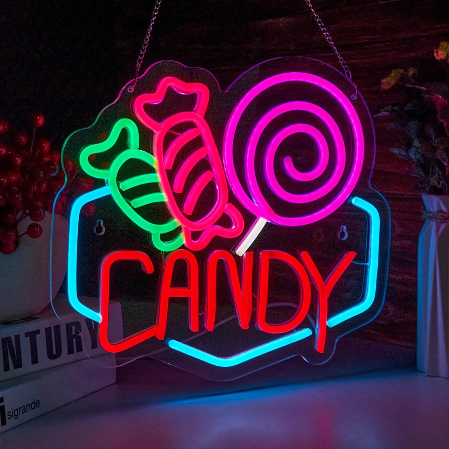 Placa de Neon de Doces