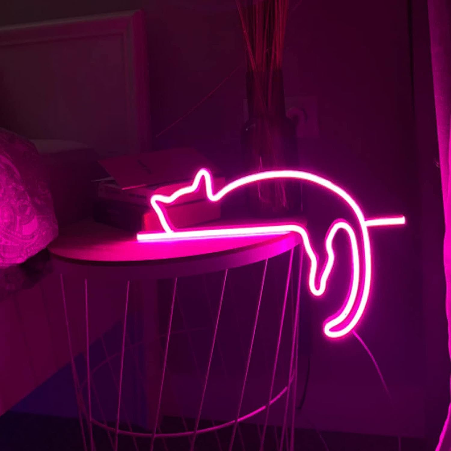 Placa de neon de gatinho