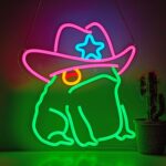 placa de neon de sapo de cowboy 1