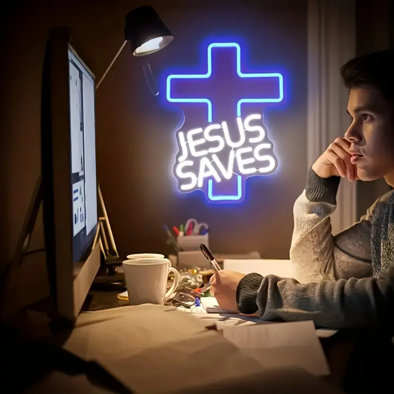 Placa de Neon Jesus Salva