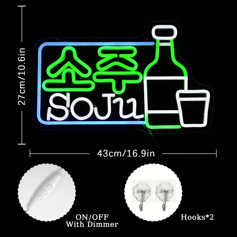 Placa de Néon LED Regulável Soju