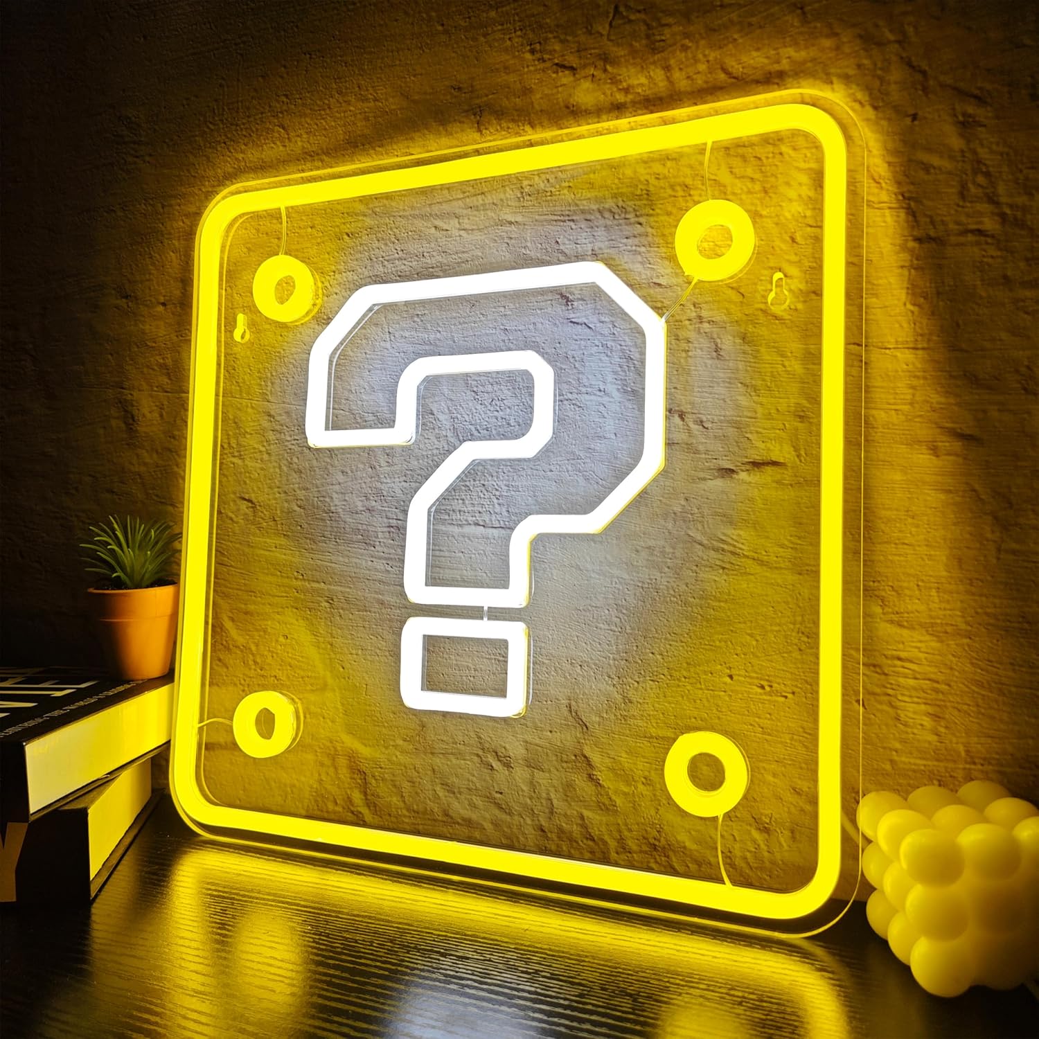 Placa Neon Mario Question Block