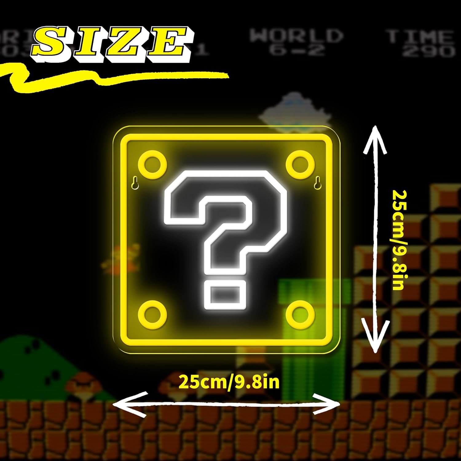 Placa Neon Mario Question Block