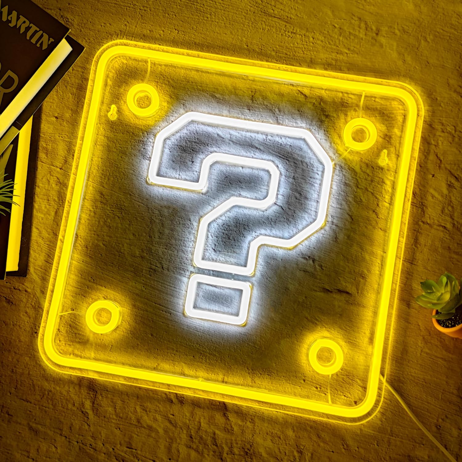 Placa Neon Mario Question Block