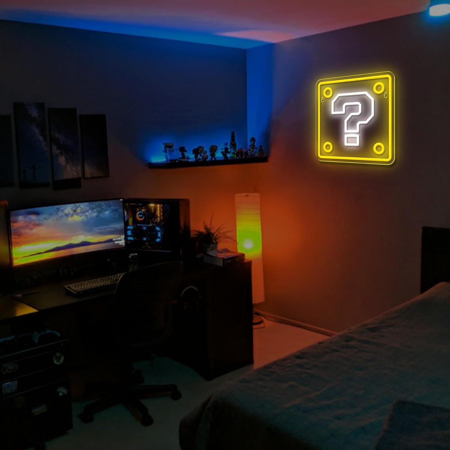 Placa Neon Mario Question Block